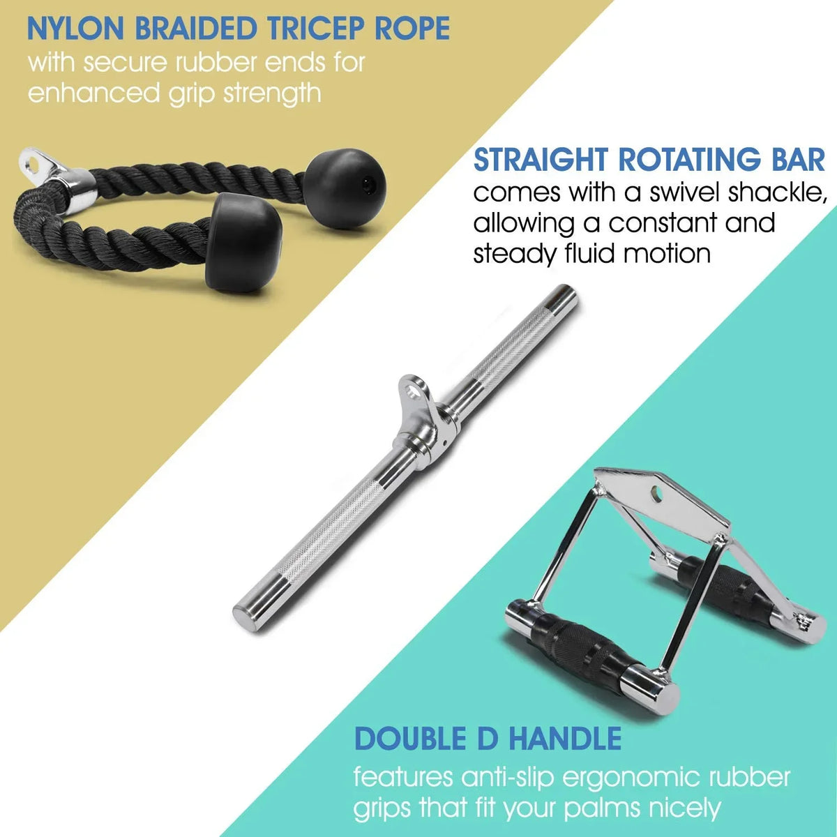 '+ Cable + Handle V-shaped Attachment D Tricep Bar Yes4All Rope Combo Double