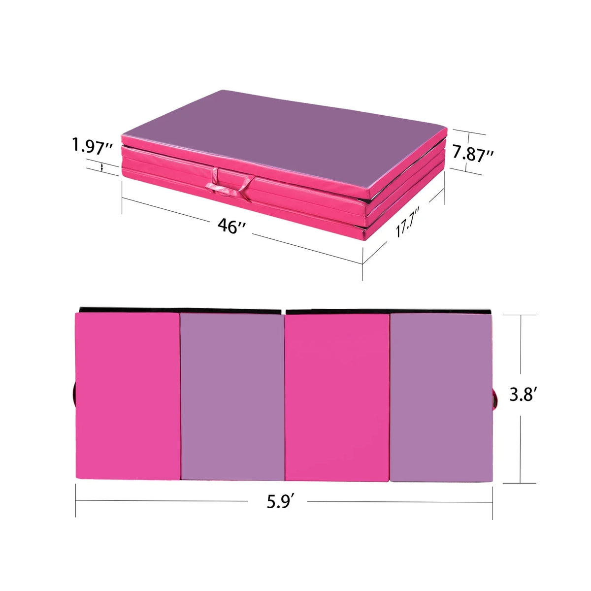 Thick Training Yoga Red Folding Ainfox Mat Panel Gymnastic Exercise Fitness Pink/Rose Tumbling Exercise 4'x6'x2 Home Gymnastic