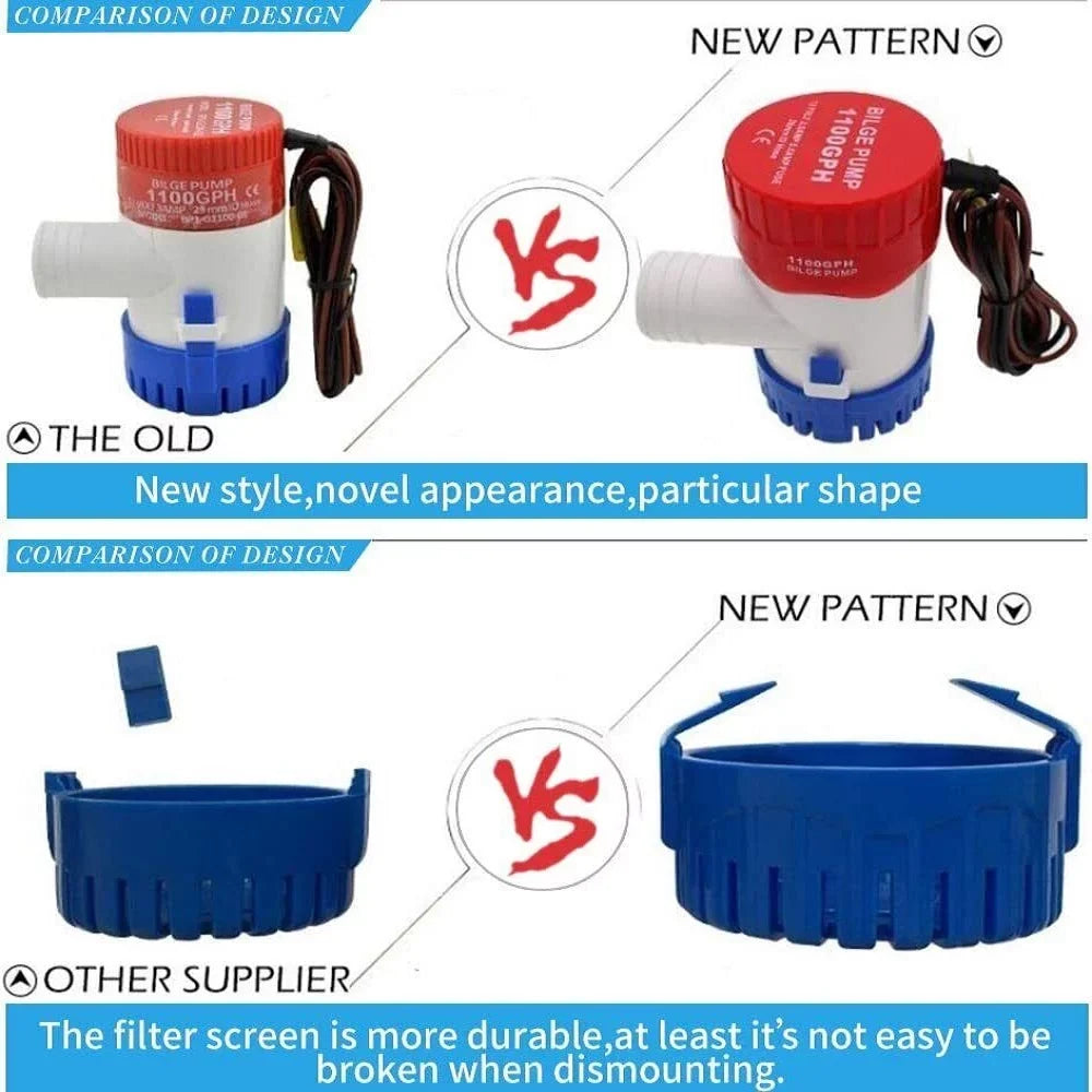 Bilge Pump 24V liquid Yacht Electric 1100GPH Boat Sump for Marine Submersible