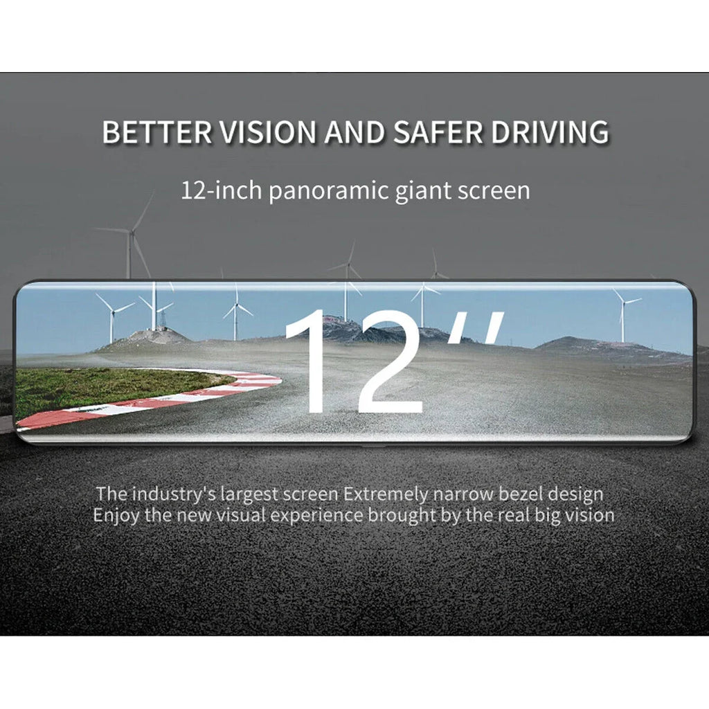 Monitoring, Vision, Parking Dash Rear Car Camera 4K and 12" Mirror Camera Front Dual Cam Reversing Night Backup Assistance Super Ele-mall