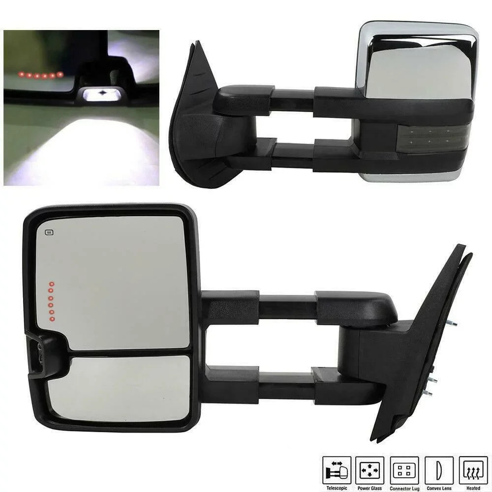 Heated Mirrors Signal&Backup Chrome Led Chevrolet For Towing Power Gmc Lamp