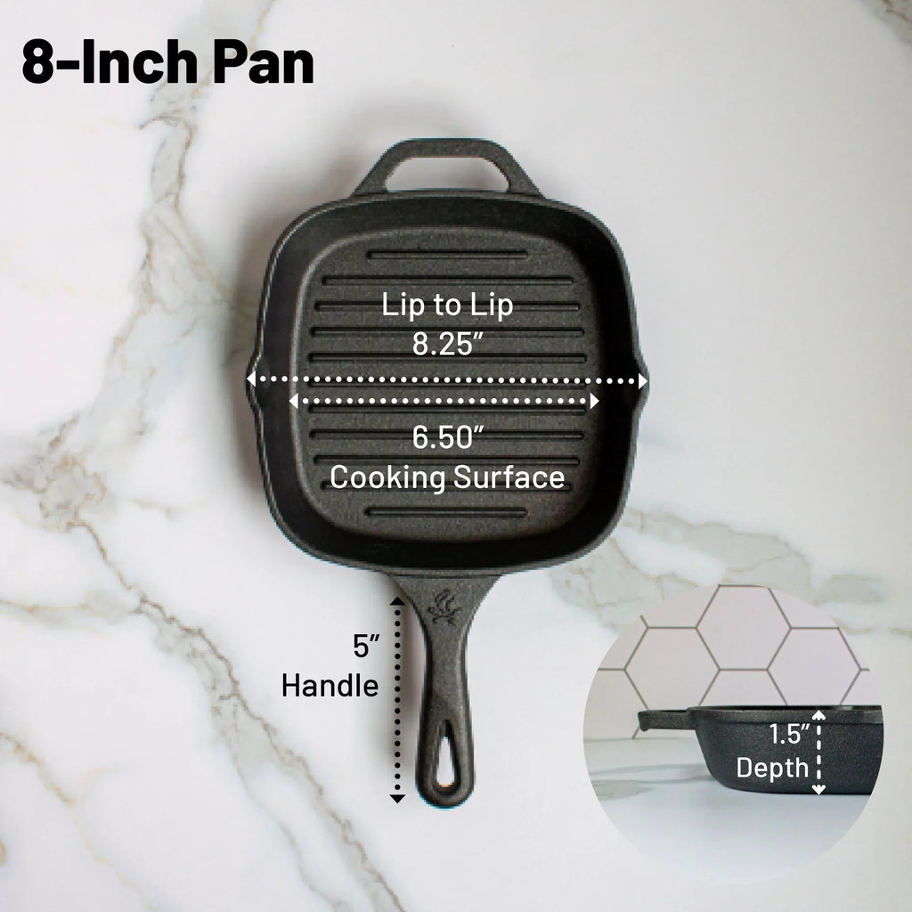 Pre-Seasoned Pan Grill Iron Cast Inch Medium Square Backcountry 8 Iron
