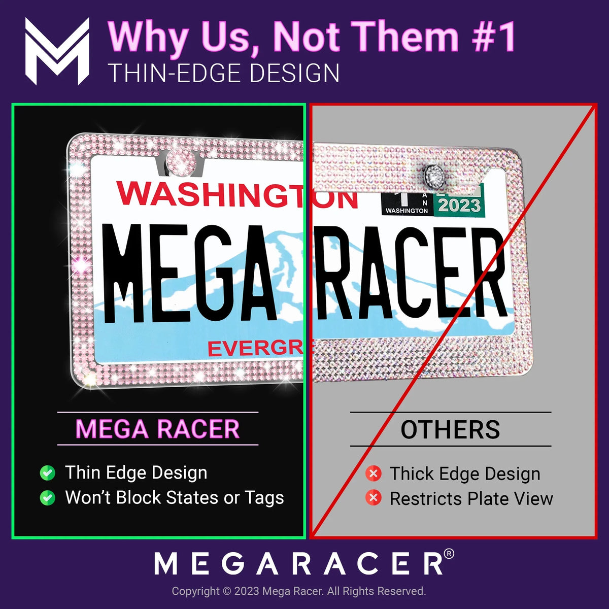 Mounting Rhinestones, Mazda Holes Pink Screws, Plate Diamond Sparkly Mega Car 23 Frames Mazda CX-50 Frame CX-50 2 with Racer 2023 License License Plate Bling