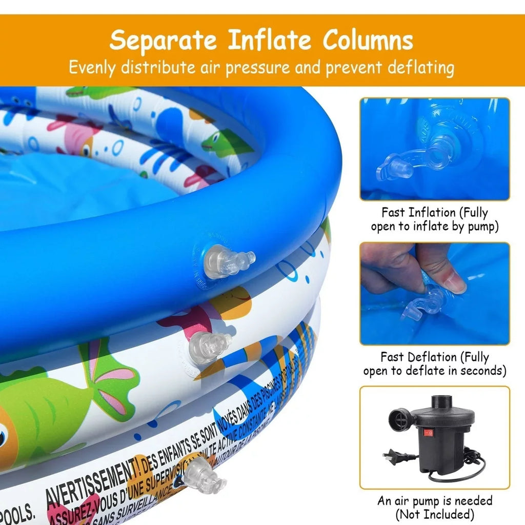 Up Pool Pool Pool Foldable 2 Center For Swim Blow Ball Swimming Inflatable Kids 48x10In Family
