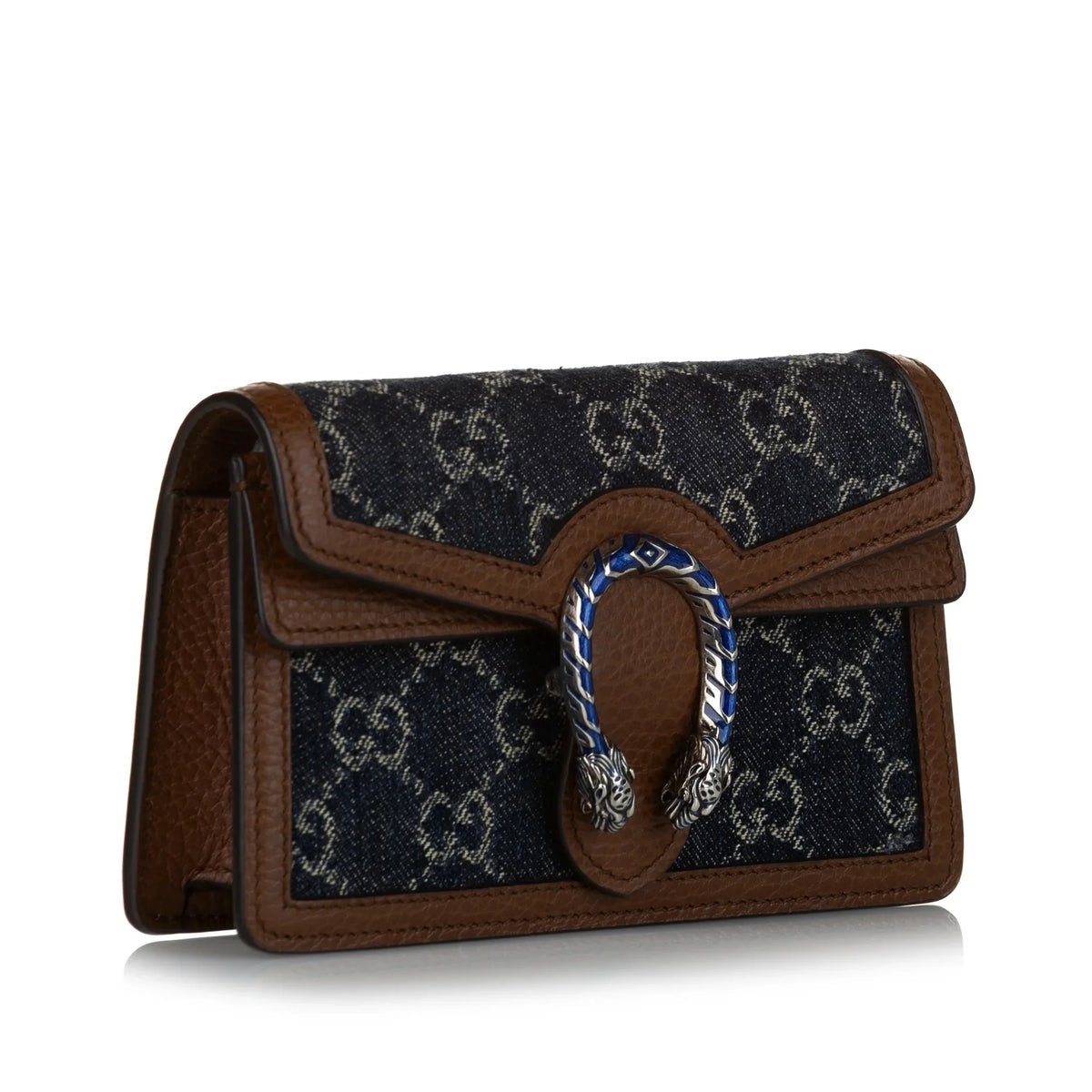 Women Dionysus Fabric Pre-Owned Bag GG Denim Mini Crossbody Authenticated Super Blue
