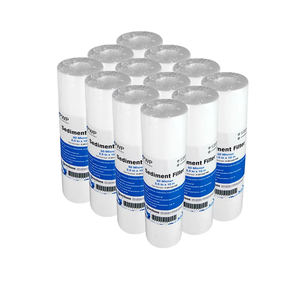 Micron 12 Sediment 10x2.5" Melt Pack 50 Filters Standard liquid Blown