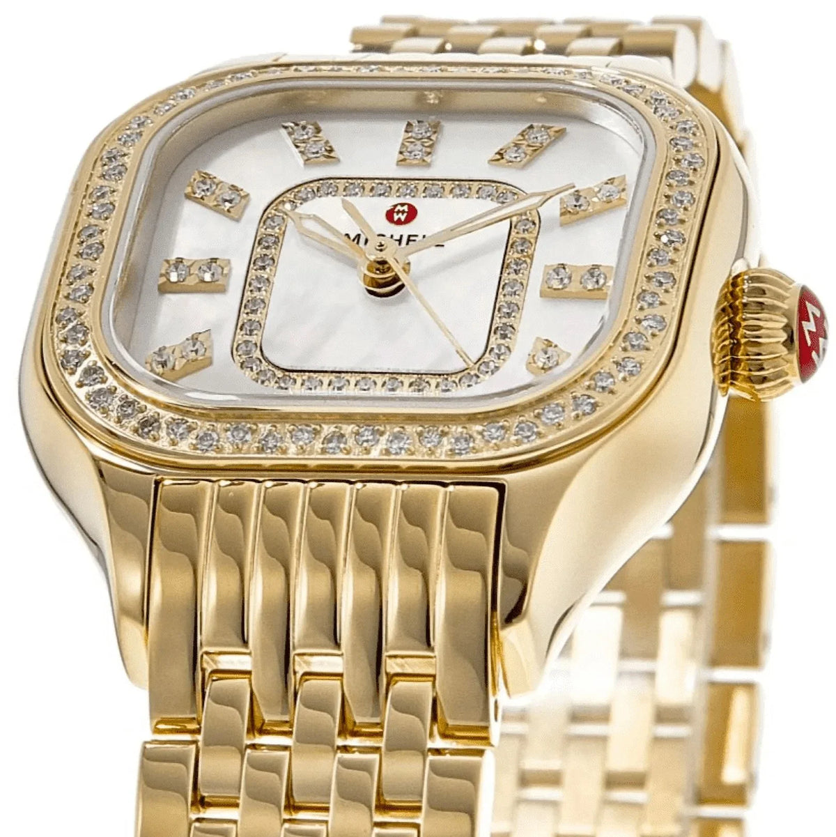 Steel Watch Pearl MWW33B000003 Dial Diamond Mother Meggie Gold-tone of Michele Women's