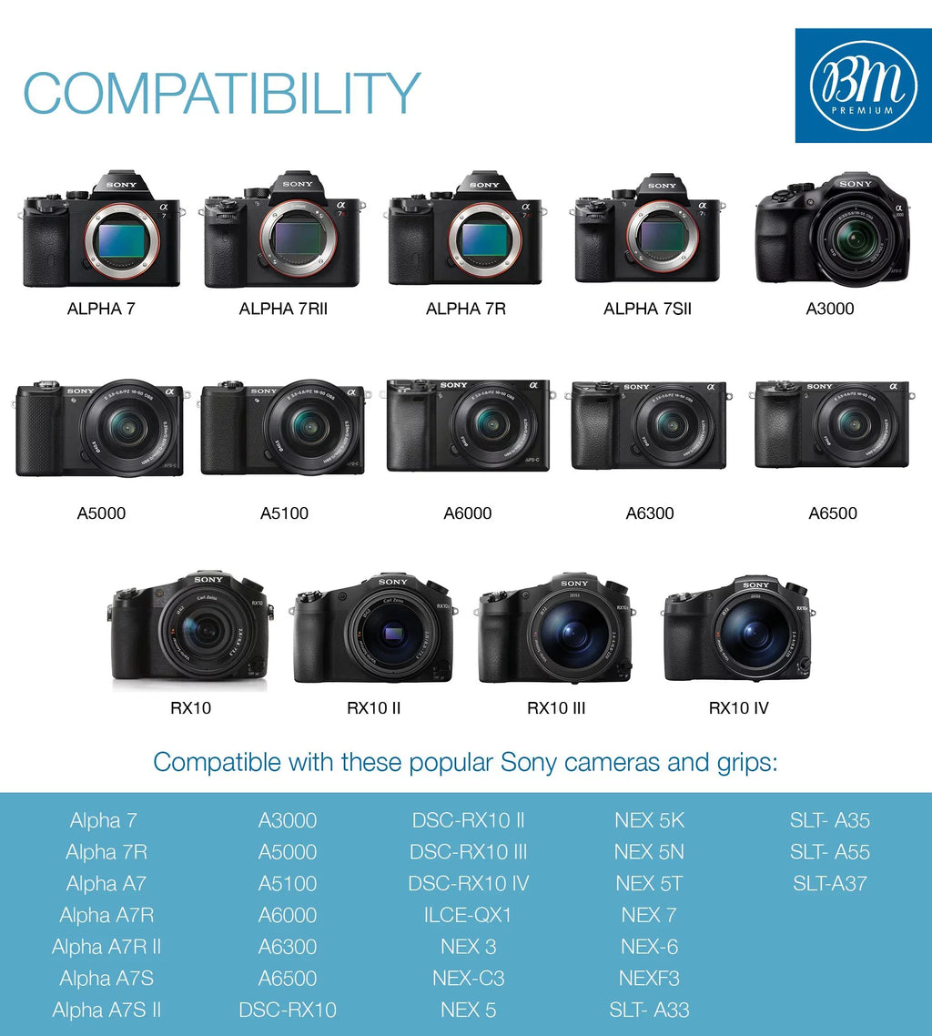 II a6000 III, a3000 and Dual Alpha IV Batteries NP-FW50 II, a7R a5000 a7 A7s a6400 Cameras DSC-RX10 Charger A7 BM a6300 A6100 a6500 II for 2 7