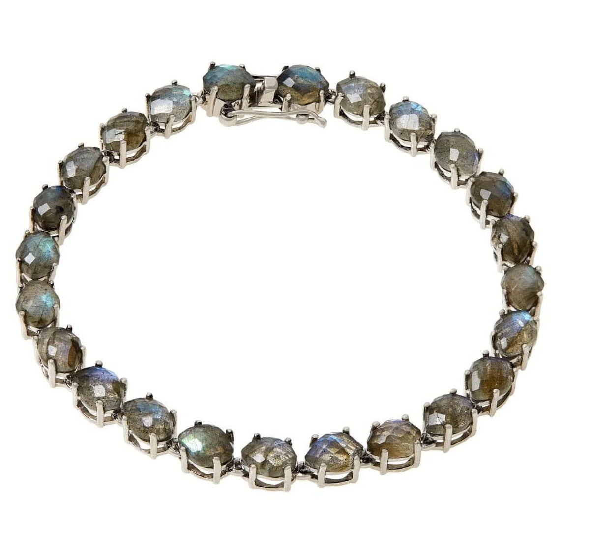 Sterling Colleen 7x5mm 6-1/2" Labradorite Tennis Silver Bracelet. Lopez