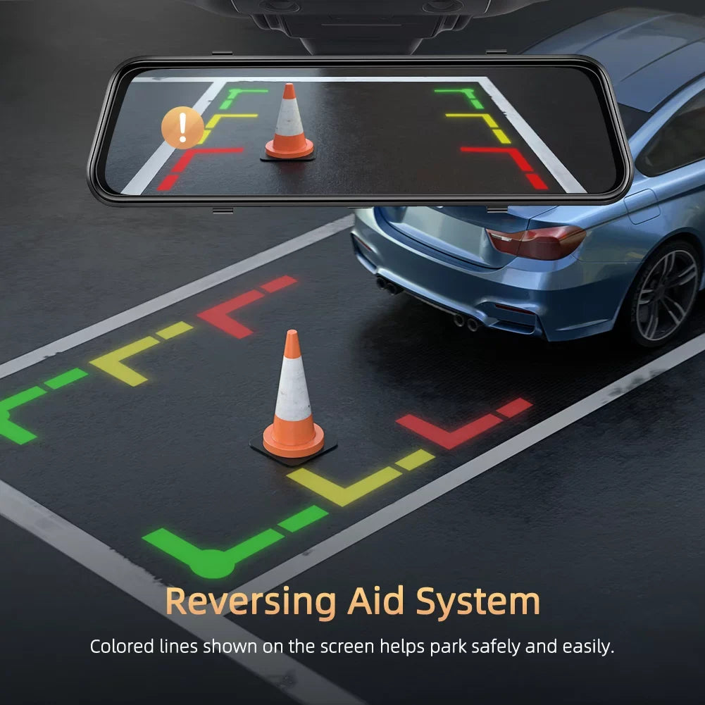 with Cam Voice Built-in GPS Control Cam- Rear UHD Mirror Front 12" and Mirror and 5MP Vantop Dash Dash H812