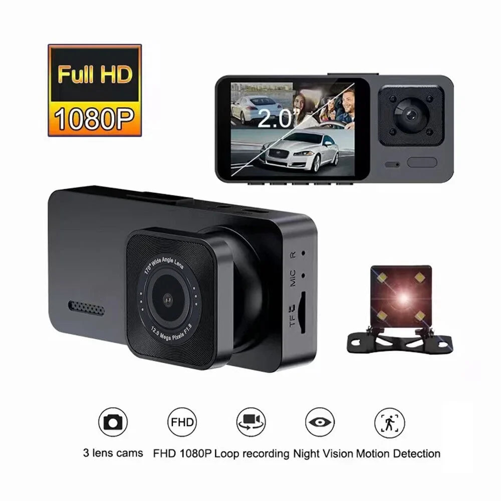 Cam Onemayship Camera Rear Lens DVR 3 Dash Recorder Inside G-Sensor Front 1080P Video Car