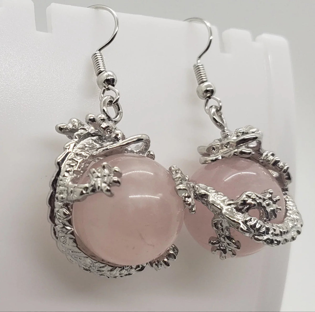 Dragon Rose Natural Earrings Quartz