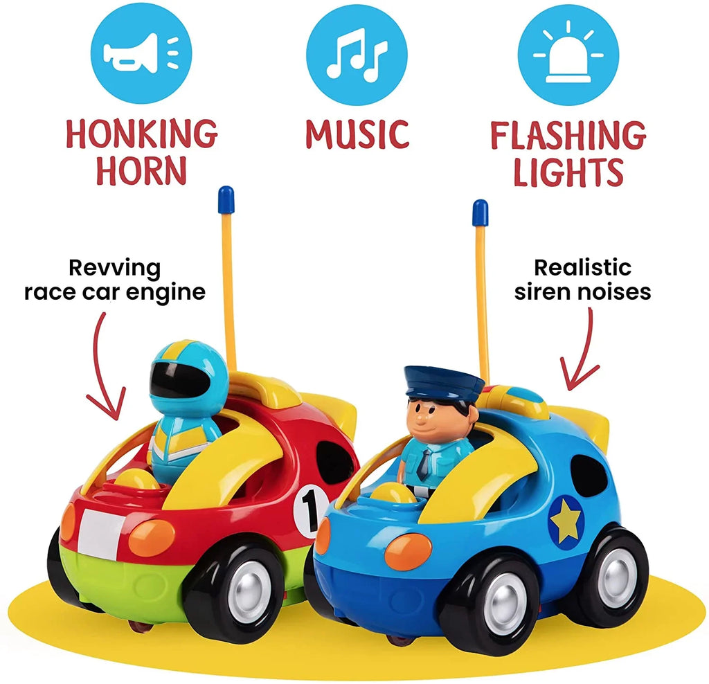 Gifts Race with Ages for Can Race Remote Boys, Cars So Toys Boys Prextex Different for 2-4 Car 2 Cartoon Car Both Pack - & Kids, Girls Police Toddler - RC Together Control | Frequencies and - Each