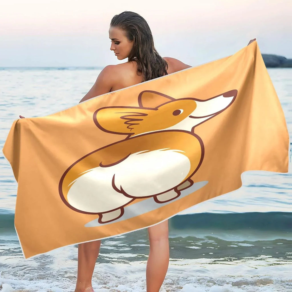 Super Swimming Camping Quick Towel Cute Travel - Bestwell Beach Compact Towels Oversized Dry Lightweight - Orange Holiday（353） Towel Corgi for Absorbent