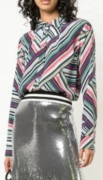 Bodysuit, US Stripe Artelier Button Nicole Down MULTICOLOR Petite Miller Abstract