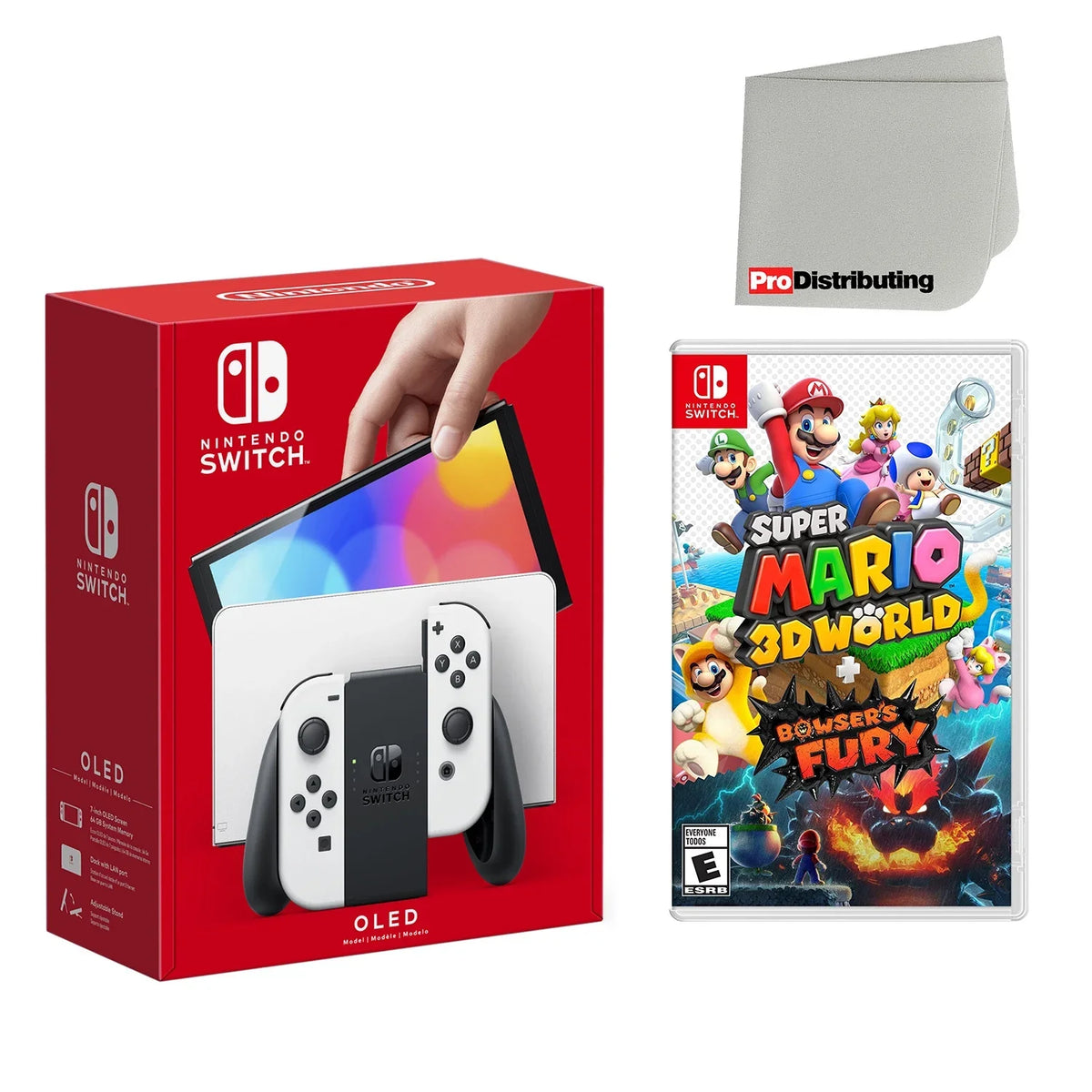 Nintendo Console Screen Mario World Fury Cloth Switch + Bowser’s White Cleaning OLED and with 3D Super