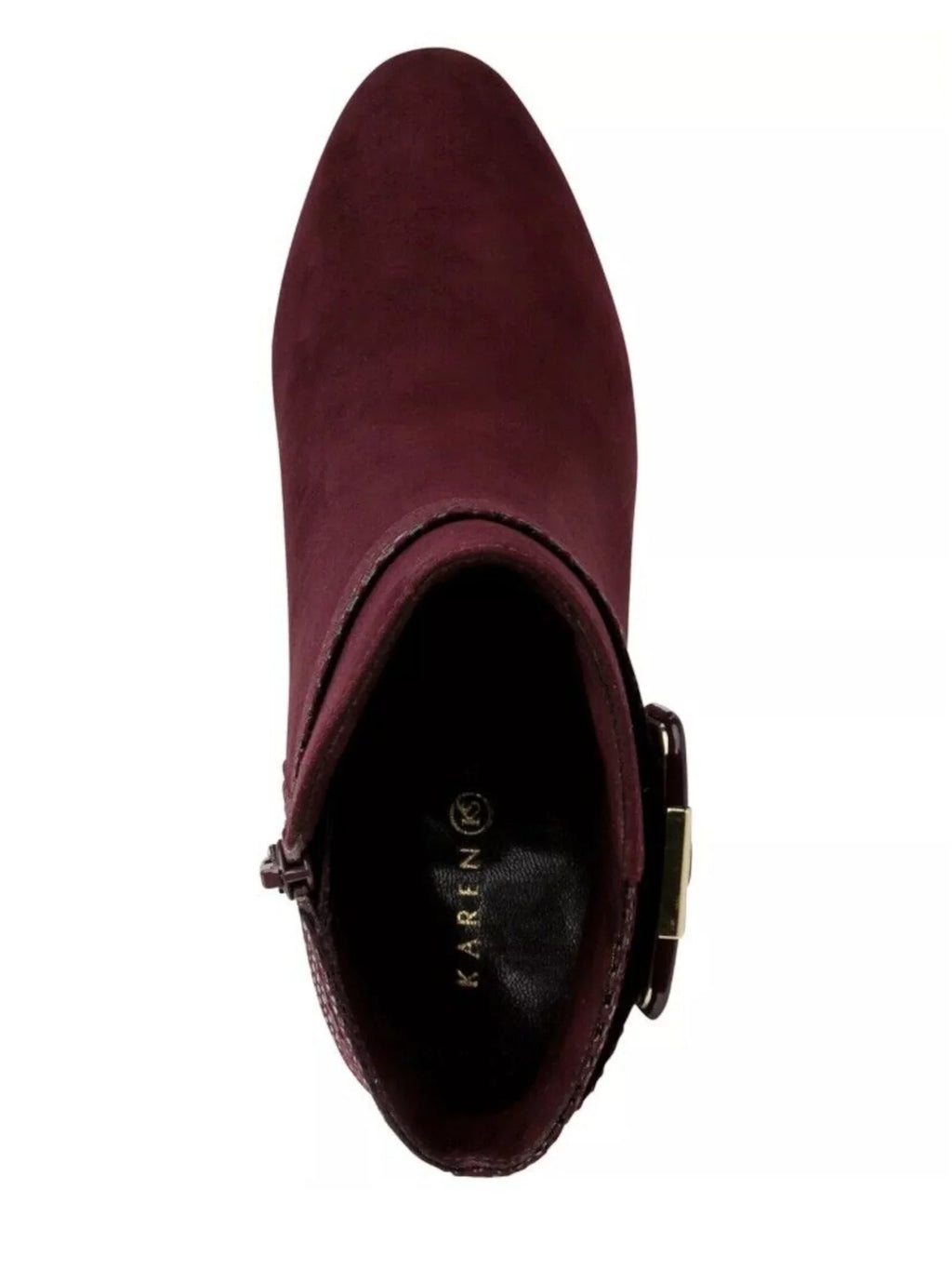 Block KAREN Buckle Zip-Up Heel 7 Booties Womens Mixed SCOTT Media W Almond Burgundy Accent Padded Ivyy Toe