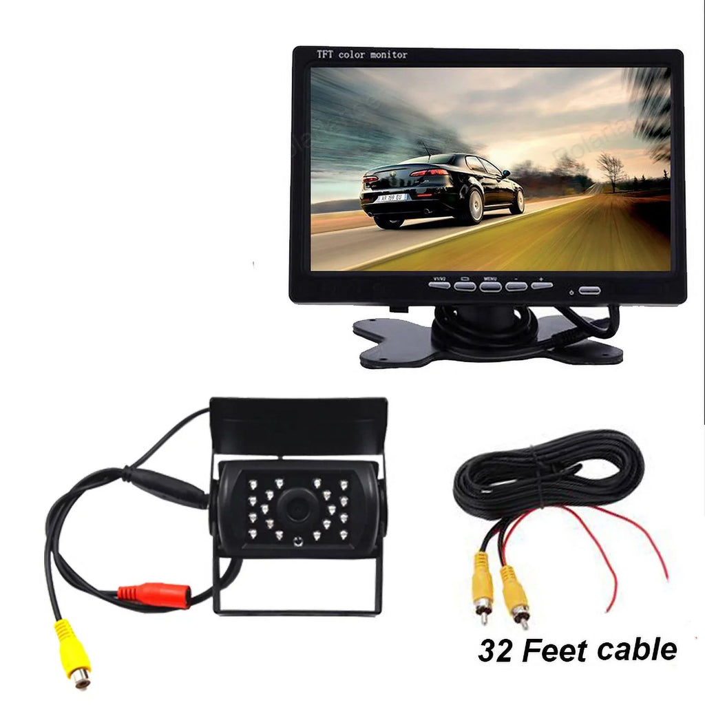 cable 18 Night parking for Monitor IR with Van LED RV system Bus reverse feet Car Vision+32 Truck TFT 12V/24V camera 7inch Car LCD