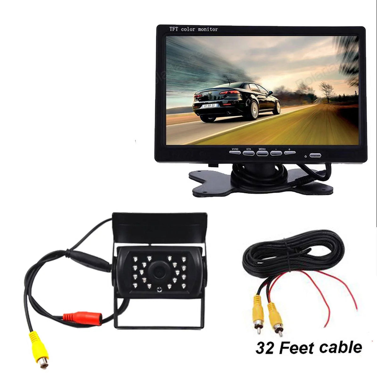 cable 18 Night parking for Monitor IR with Van LED RV system Bus reverse feet Car Vision+32 Truck TFT 12V/24V camera 7inch Car LCD