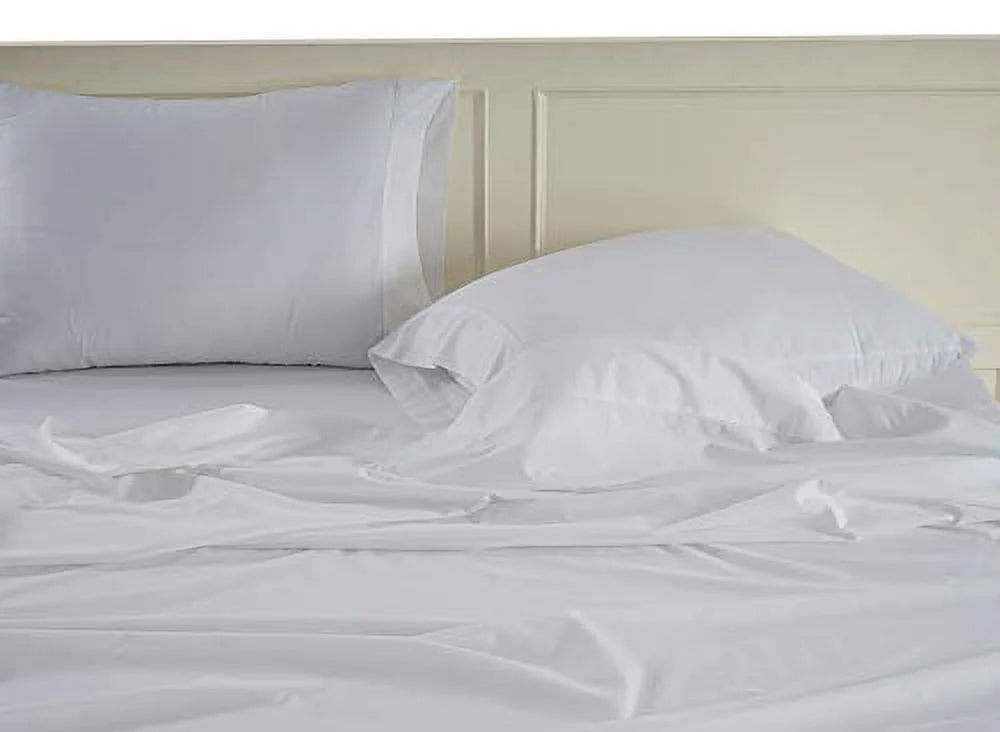 Organic Cotton Mattress Percale LANE Bed Deep 100% Upto Bedding 4-Piece LINEN 15" Pure Fits for King-Sheets Weave Set Breathable White Sheets