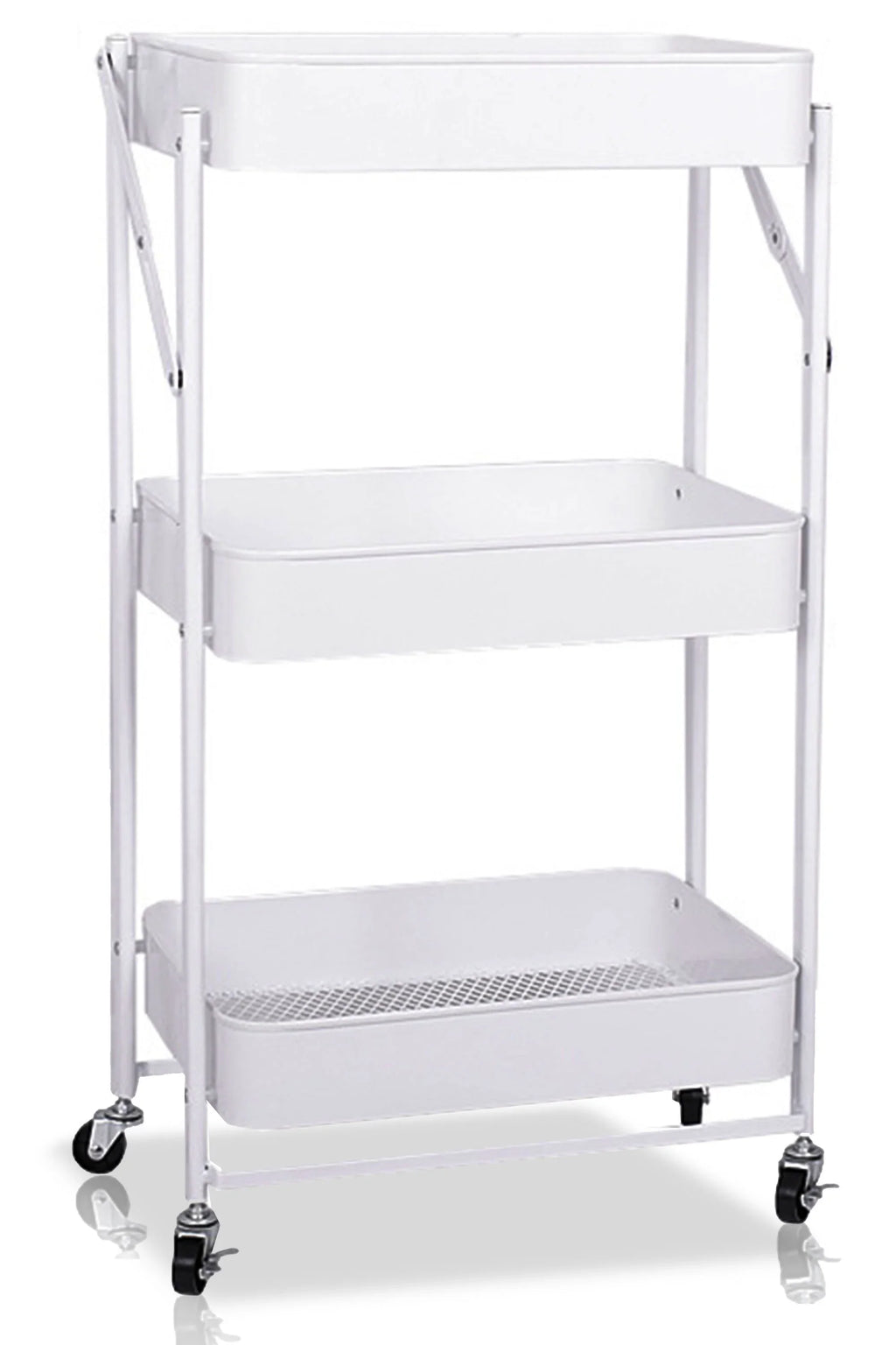 Home With Rolling Library Organizer 3 Utility Utility Shelves Cart Cart Storage Foldable Wheels, Office Multi-Function Metal Rolling Mobile Folding Storage Cart Cart Tier Craft for