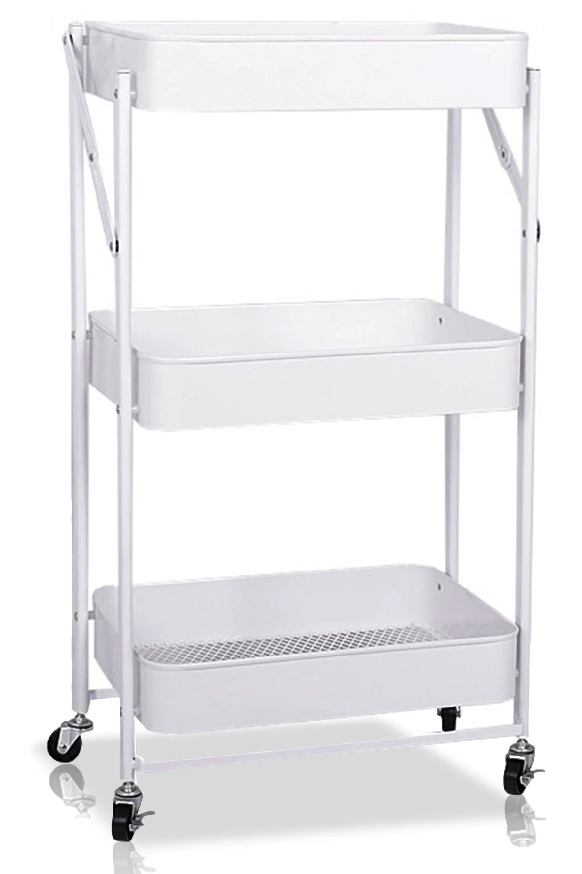 Home With Rolling Library Organizer 3 Utility Utility Shelves Cart Cart Storage Foldable Wheels, Office Multi-Function Metal Rolling Mobile Folding Storage Cart Cart Tier Craft for