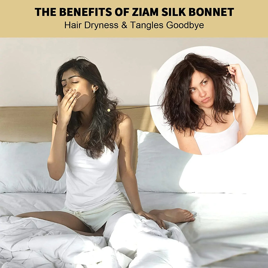 Stay Mulberry Head Cap Caps (1Pc, Silk Elastic 100% with Silk 22 Night on Hair Care, Sleeping Women PINK) Natural for