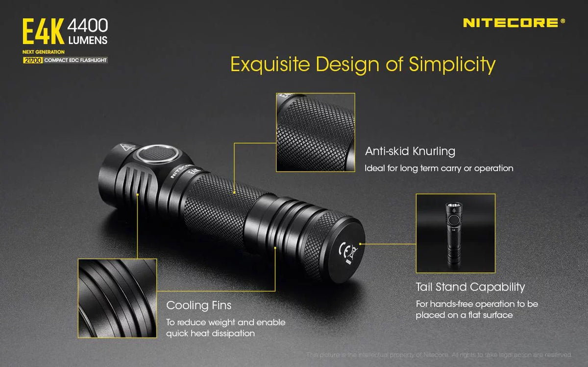 Keychain Flashlight 4400 - Light w/Tiki generation Mini E4K Combo: NITECORE -300 Lumens Lumens Next