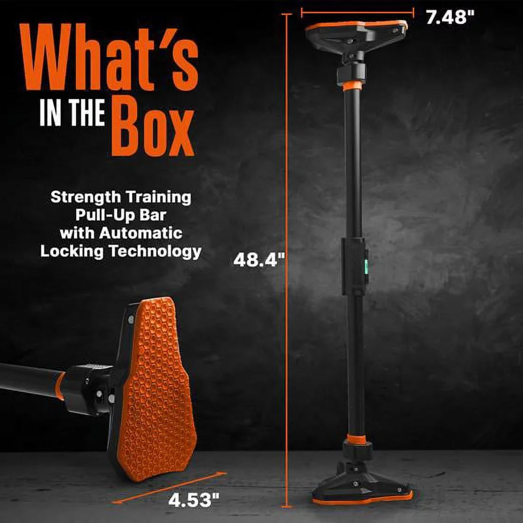 and 56 37 to black color Bar Pull-up 48” SQUATZ inches, ,orange Adjustable -Adjustable Width