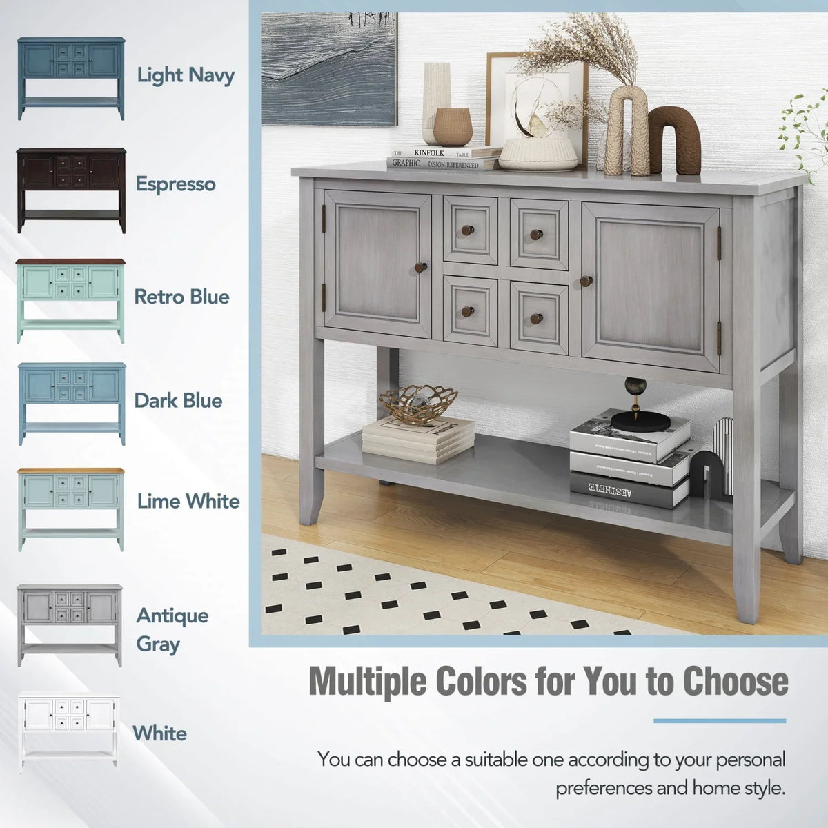 Ample (Espresso Storage with SKU Kitchens Rooms Cambridge for and Shelf Series Table Small Entrances Four Vintage OLD WF190263AAP) Living Bottom Console Drawers TREXM and