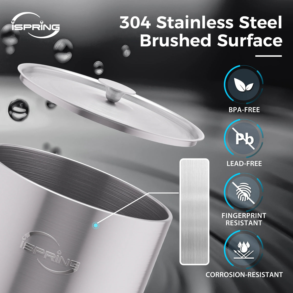 liquid iSpring Base,3.17 Activated liquid Gravity-Fed liquid System Filter Countertop Gallons DGF2-DW Stainless Filters,Chlorine 2 Wood Carbon Dark Reduction,Portable with Steel Filter with