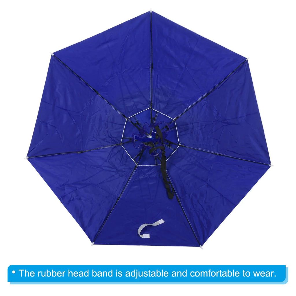 Head OD with Silver Strip, Sun Rain Oxford Uxcell Umbrella 37.4" Folding Fabric Hat, Layer Cap Double