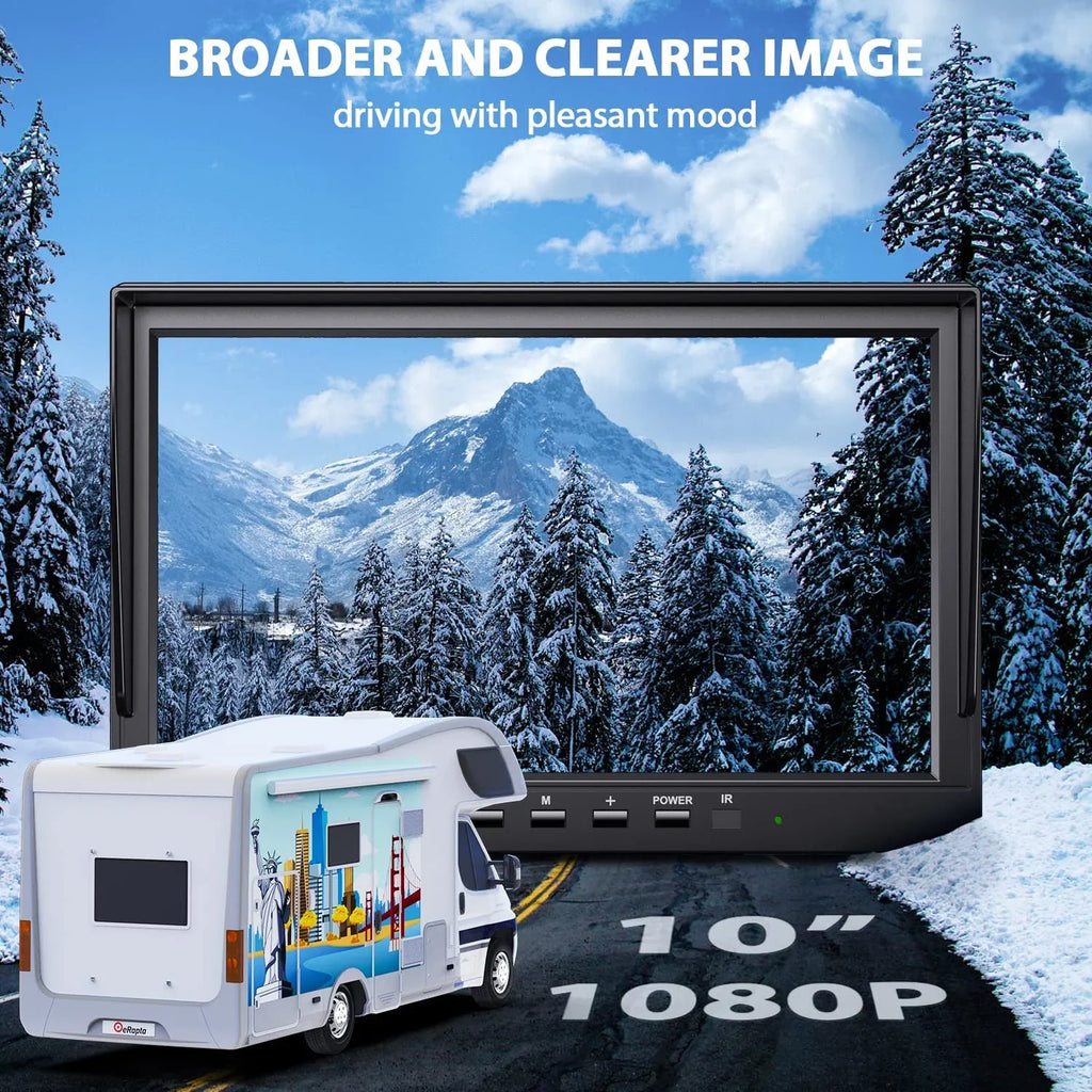or Waterproof eRapta IP69 Van 1080P Car Camera for Backup Camera 10'' Wired Truck Backup Monitor HD Trailer RV