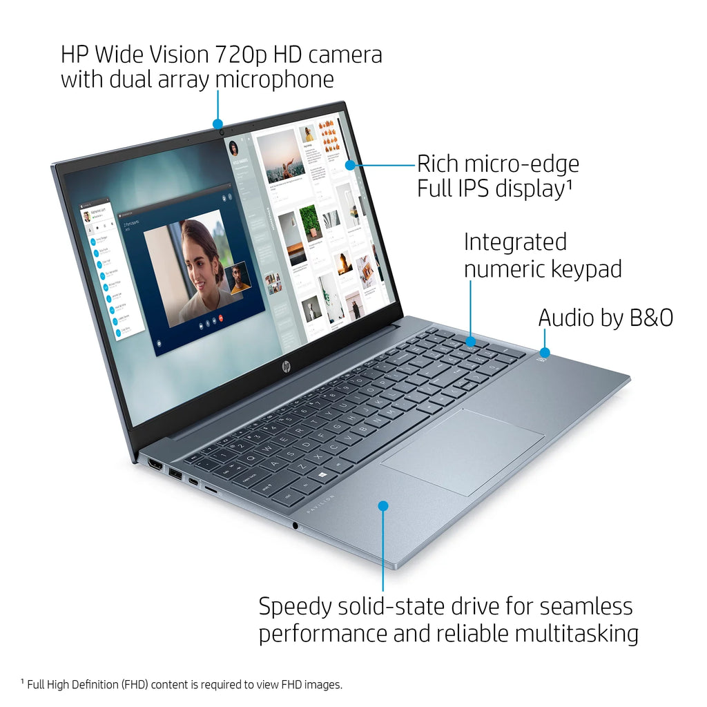 15-eh1070wm Blue, 15.6" SSD, Pavilion Horizon Windows FHD, Ryzen AMD 512GB 7-5700U, 11, RAM, HP 8GB