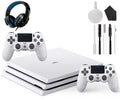 New) Controller With 1TB Kit Headset 4 Gaming (Refurbished: White, Like Pro 2 Glacier Console Pre-Owned PlayStation Cleaning
