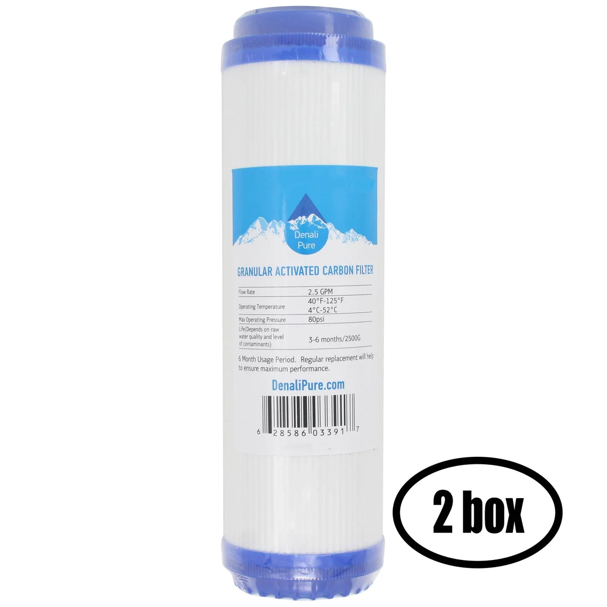 '- Filter Granular 10-inch Sink Filter Carbon Denali Replacement H2O Brand H2O for ADWU-DM Pure - Distributors Under Flowmatic 2 Activated of Universal Cartridge Distributors Boxes for
