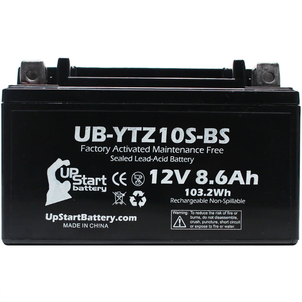 for Battery 8.6Ah, Maxam Scooter Maintenance 2011 12V, UB-YTZ10S-BS Free, Battery 250CC 4-Pack UpStart Factory Activated, - Yamaha Replacement
