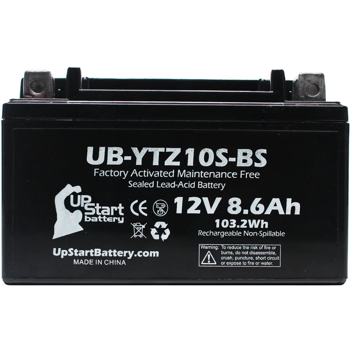 for Battery 8.6Ah, Maxam Scooter Maintenance 2011 12V, UB-YTZ10S-BS Free, Battery 250CC 4-Pack UpStart Factory Activated, - Yamaha Replacement