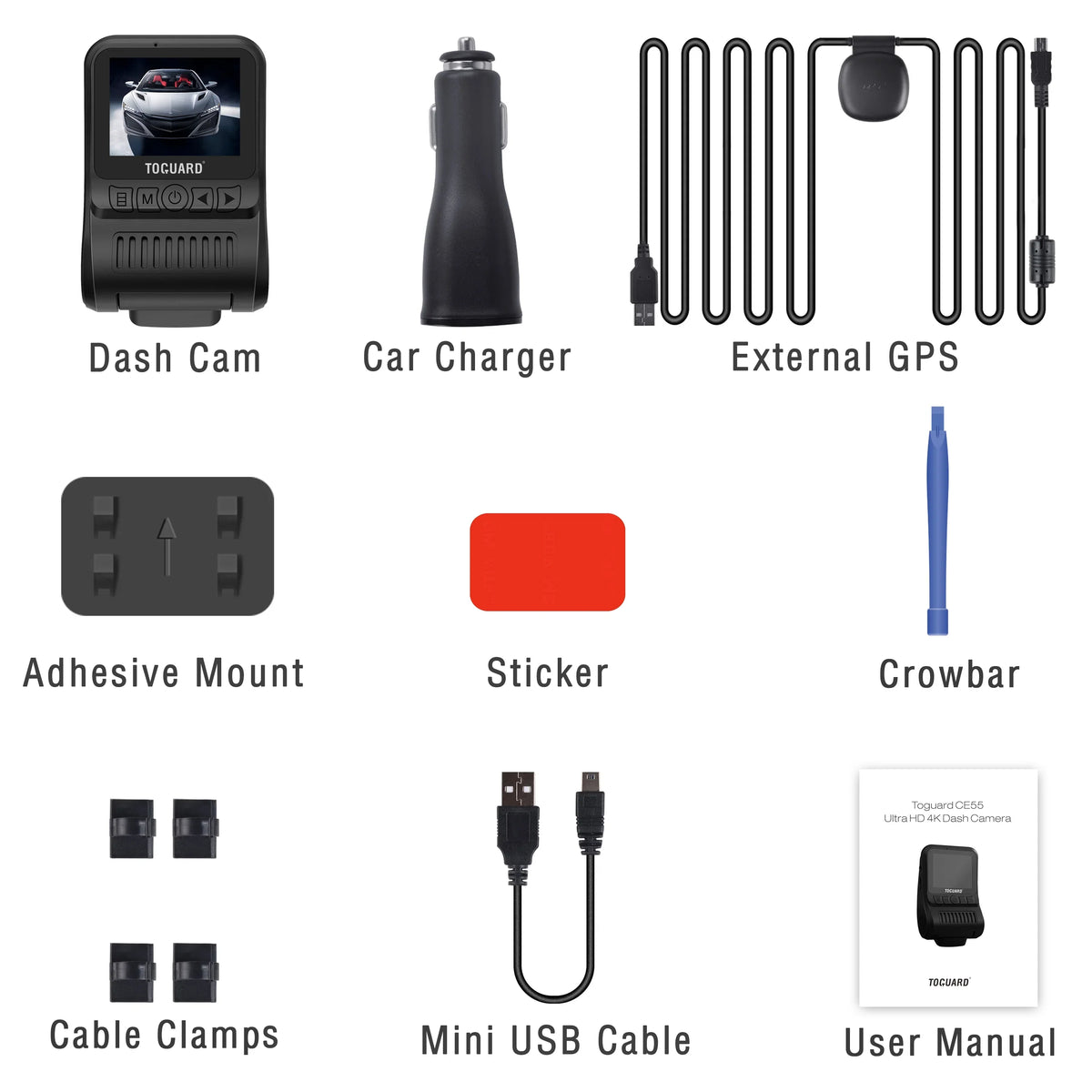 24H with 1080 Vision, Dual Night Loop Cam Front GPS Recording, Dash 170° Camera Wide for Dash Inside, WDR 1.5" Campark Car Cars Parking and Angle, Camera, Monitor