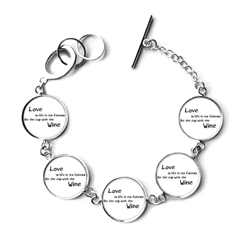 Charm Bracelet Like Quote Chain Jewelry Wine Poetry Bangle Love Famous
