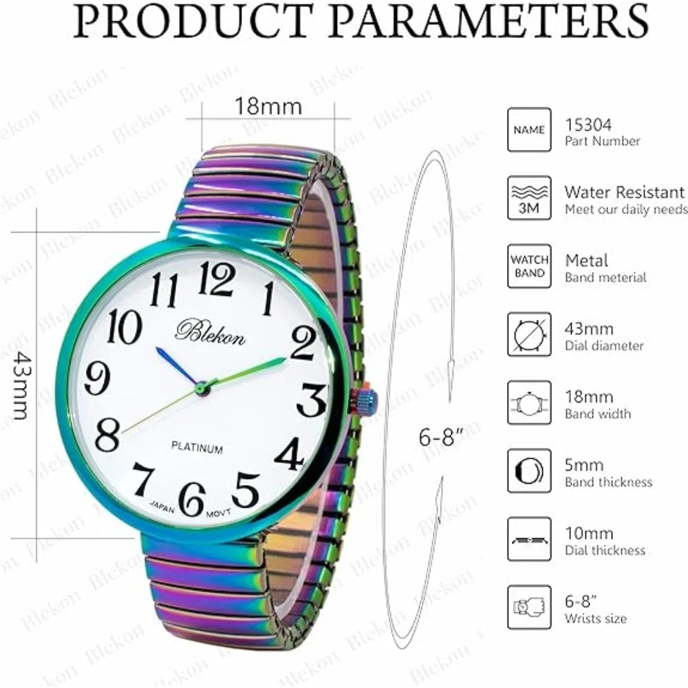 Watch Super Blekon Collections Large Face PC21J Band Movement Stretch Fashion New Japanese