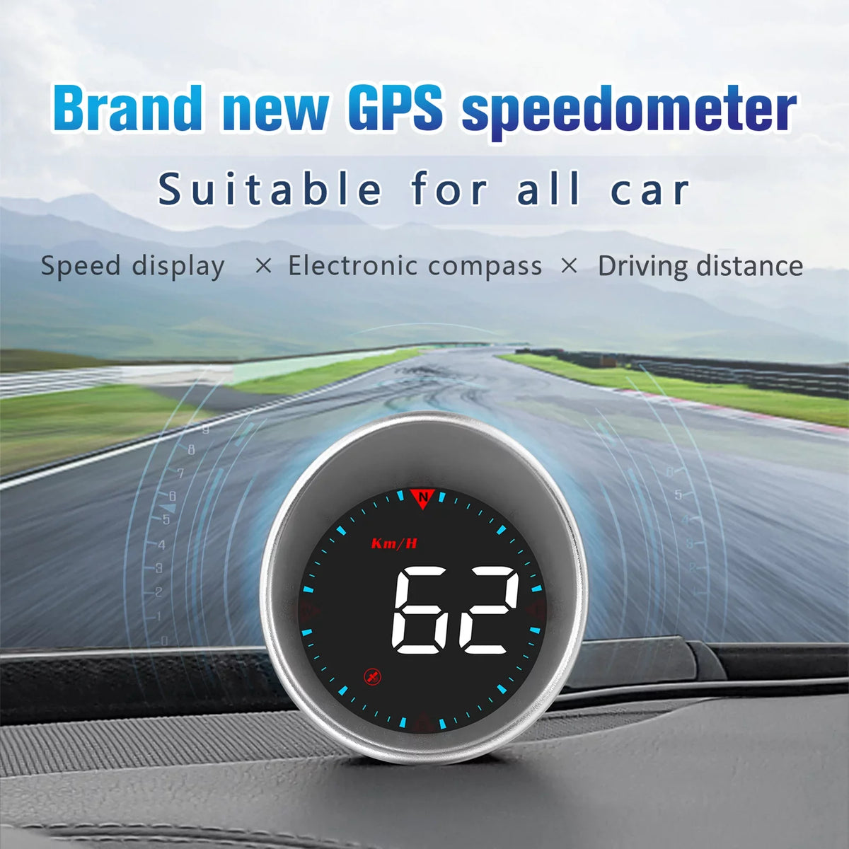 Driving Digital Driving Display Alarm Speedometer Angle, Mileage, Alarm Display Compass Car and Fatigue Overspeed Head-up