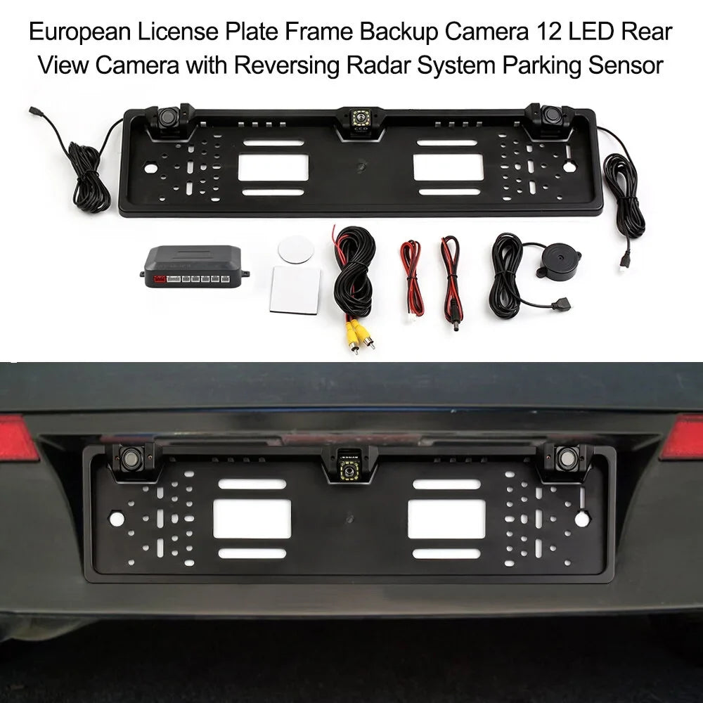 European Plate Parking 12 Sensor License Camera System View Frame and - Rear Integration Camera LED with Reversing