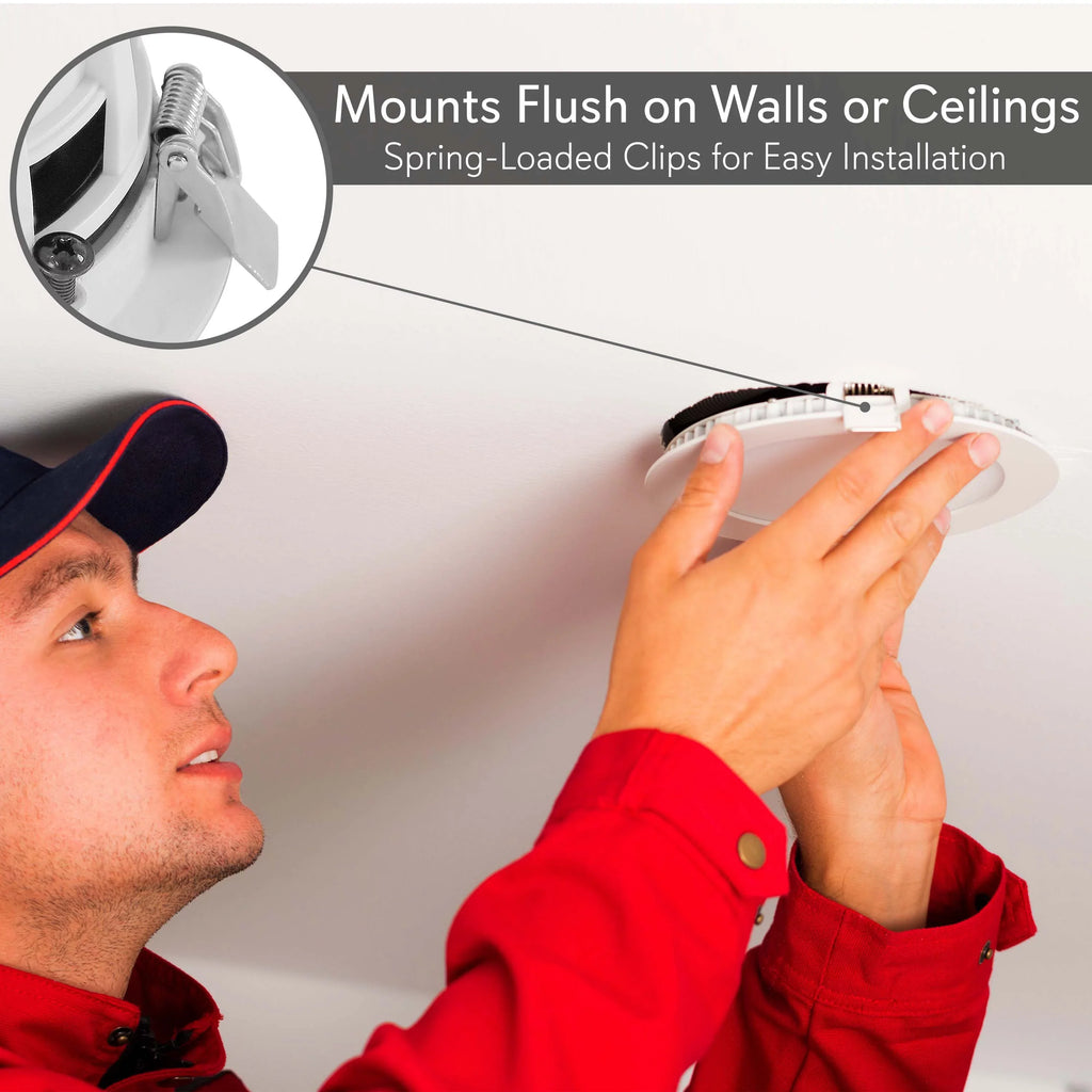 with Speaker Frame - Aluminum 4’’ LED Speakers, PYLE-HOME PDICBTL4 2-Way Built-in Wall Pair Ceiling Bluetooth / Lights