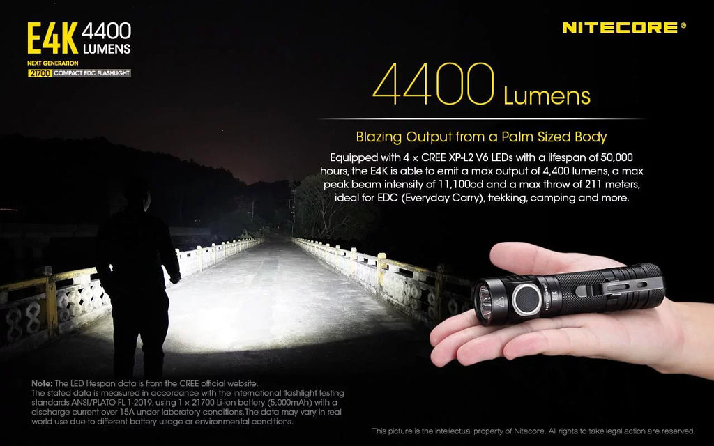 Keychain Flashlight 4400 - Light w/Tiki generation Mini E4K Combo: NITECORE -300 Lumens Lumens Next