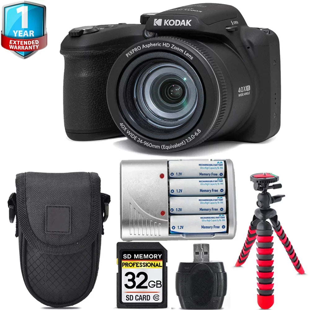 '+Tripod Kit AZ405 Kodak 1 PIXPRO + Digital + -32GB (Black) Warranty Camera Case Yr