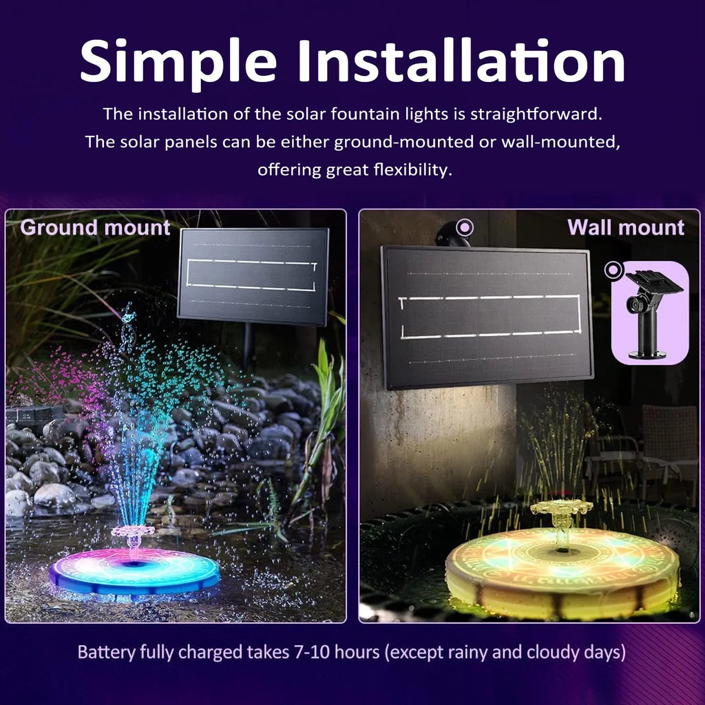 Powered Fountains Bath Garden Pond Fountain Solar Dcenta Bird with Control Light Remote for