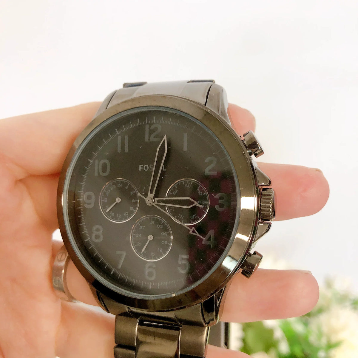 GUNMETAL SMOKE YORKE MEN'S FOSSIL BQ2539 CHRONOGRAPH WATCH GREY