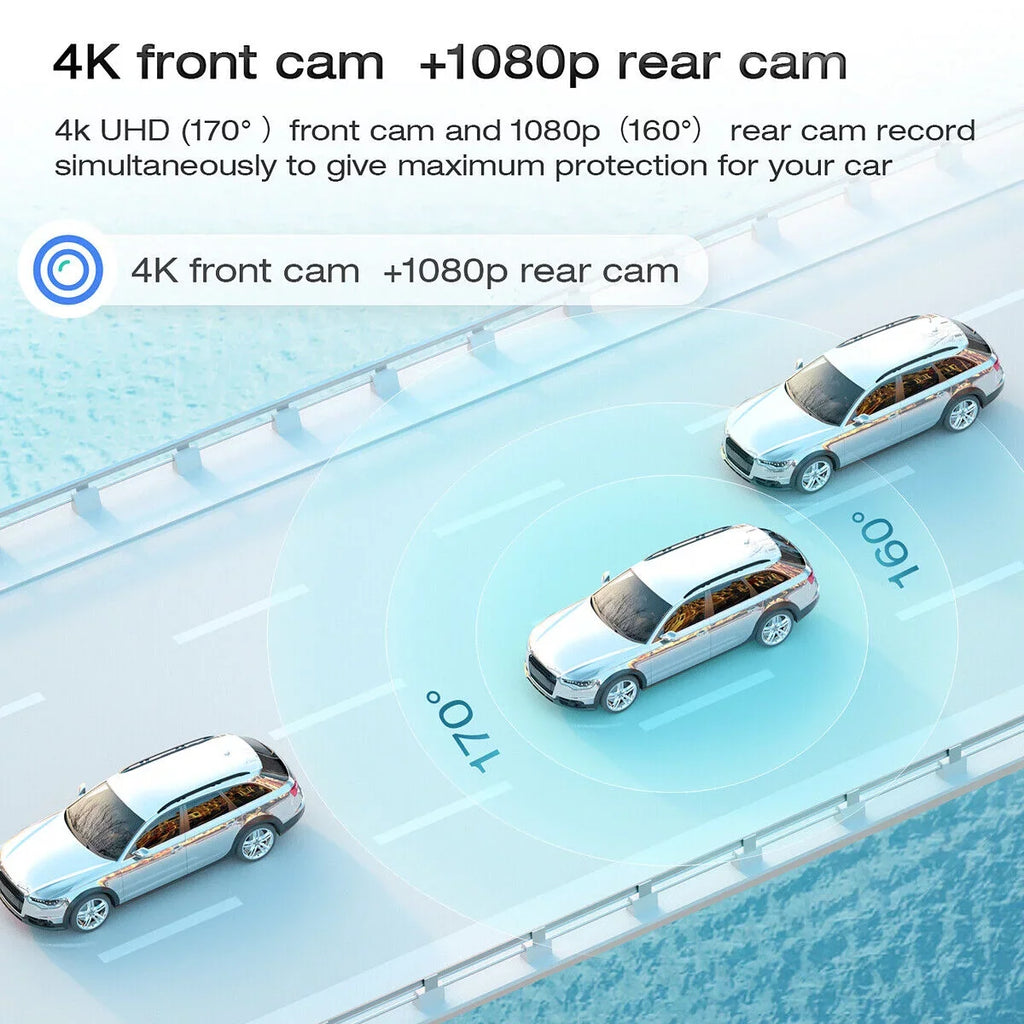 Monitoring, Vision, Parking Dash Rear Car Camera 4K and 12" Mirror Camera Front Dual Cam Reversing Night Backup Assistance Super Ele-mall