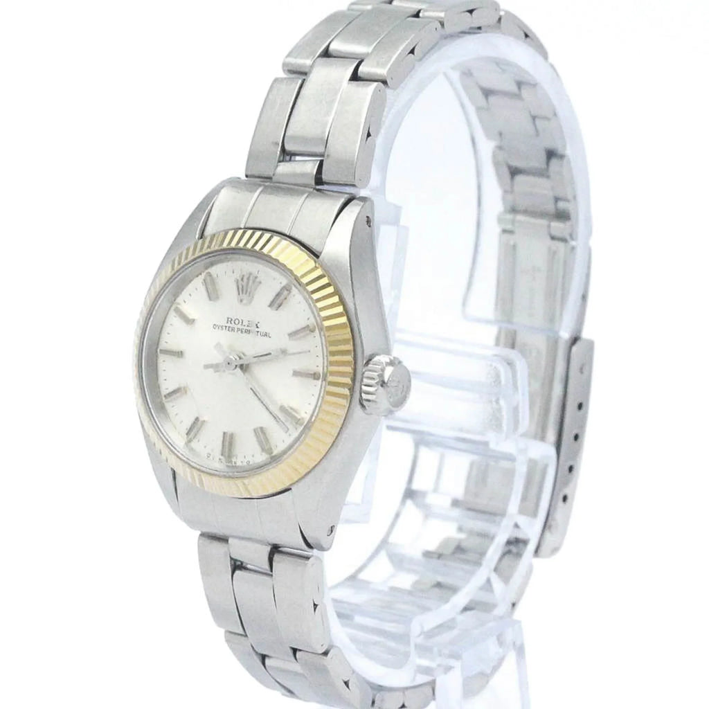 Steel Gold Pre-Owned 6719 Vintage BF565449 White Oyster Perpetual Ladies Watch (Fair)